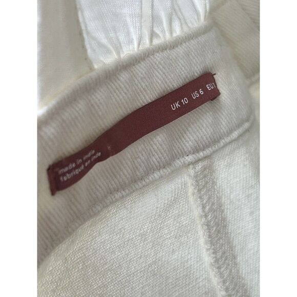 Pilcro Knit Wrap Keyhole Tee And Mini Button Up Jean Skirt Twofer Dress Cream 6 - Picture 3 of 5